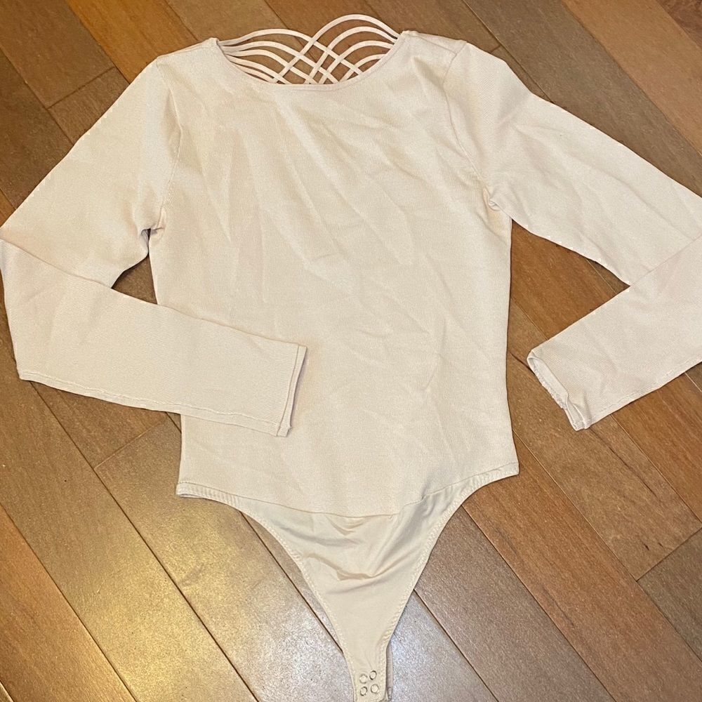 Intermix Cage Back Pink Thong Bodysuit Petite